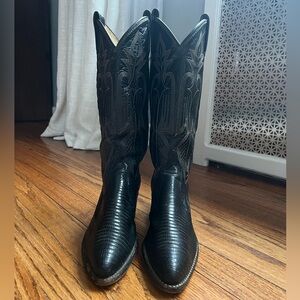 Dan Post Winston Exotic Lizard Western Boots Black Women’s Size 6 M Made In USA
